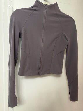 Women's Zip-Front Long Sleeve Crop Jacket - Gray
